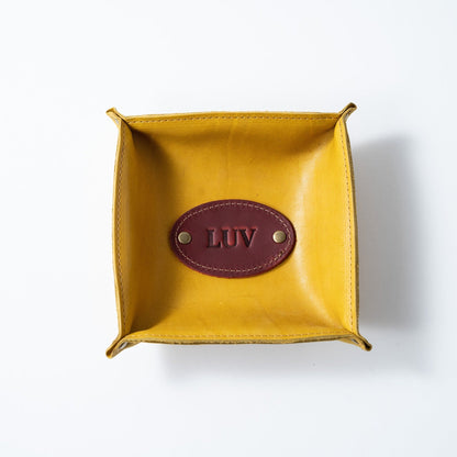 The Monticello Fine Leather Personalized Desk Valet Caddy Tray for Dresser or Office Gift
