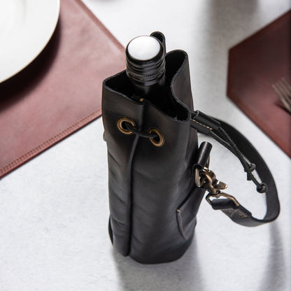 The Muscadine Personalized Fine Leather Wine Tote Wine Bottle Carrier Bag - Wedding Gift
