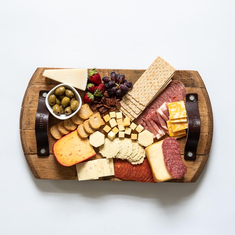 The Butler Tennessee Whiskey Barrel Charcuterie Board Serving Tray