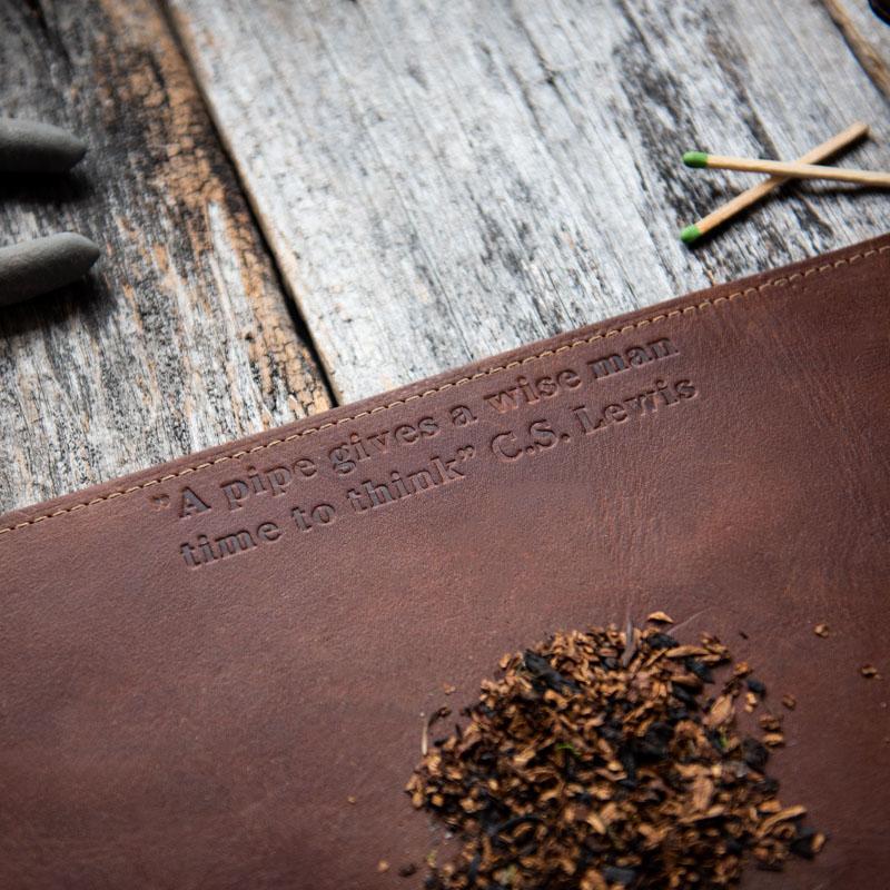 The “Professor” Personalized Fine Leather Pipe Smoking Mat & Pipe Boat Holder