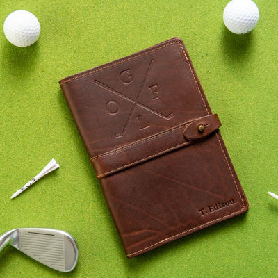 The Golf Inventor Personalized Fine Leather A5 Moleskine Journal Diary