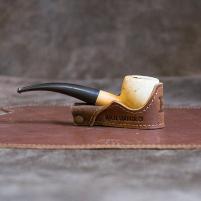 Personalized Fine Leather Pipe Boat Holder
