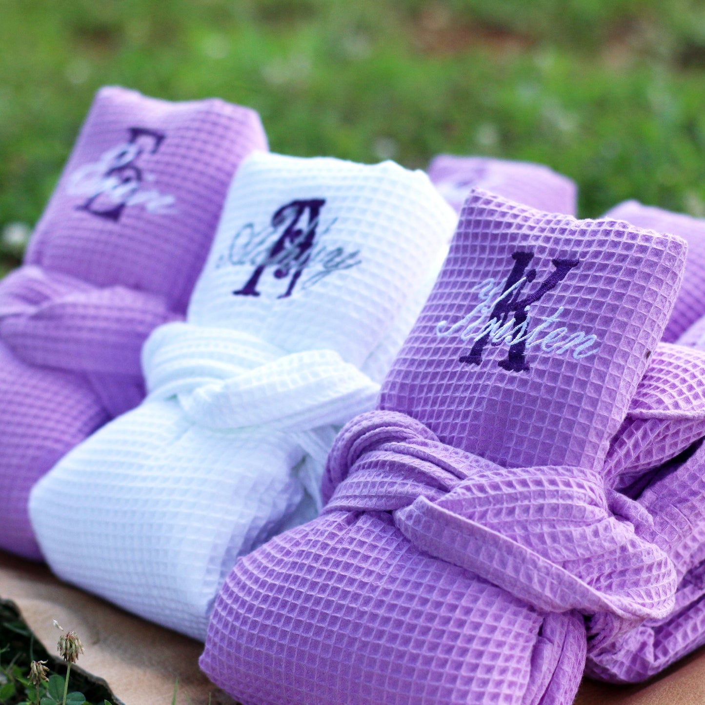 PLUS SIZE PERSONALIZED BRIDESMAID COTTON WAFFLE WEAVE ROBE