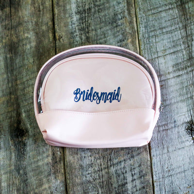 Personalized Clear & Solid Color Makeup Cosmetic Bag 2 piece Set