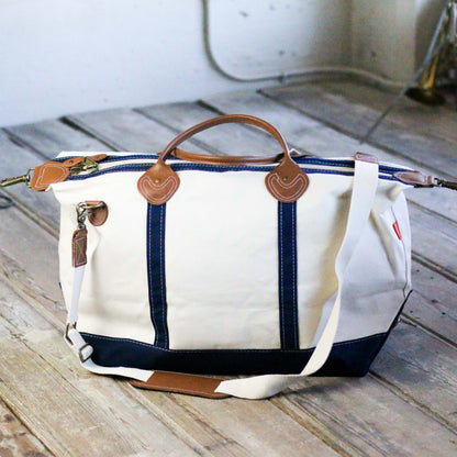 Weekend Travel Overnight Navy and Canvas Bag – Personalized Bridesmaids Bridal Party Gifts