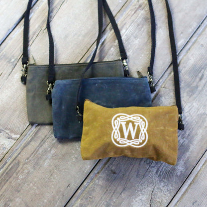 Personalized Waxed Canvas Crossbody Clutch - Bridesmaid Gift