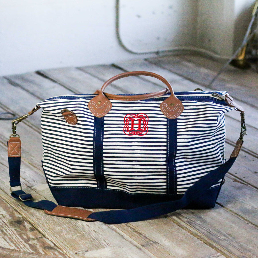 Monogrammed Travel outlets Bag-Navy/White Striped Weekender Bag-Vegan Leather-Monogrammed Luggage-Graduation Gift-Bridesmaid Gift-Monogrammed Gift