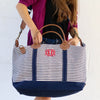 The Weekend Travel Overnight Navy Stripe Bag – Personalized Bridesmaids Bridal Party Gifts