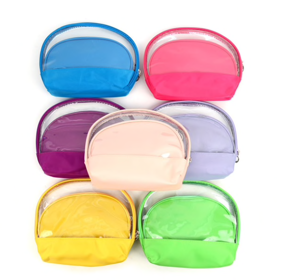 Personalized Clear & Solid Color Makeup Cosmetic Bag 2 piece Set