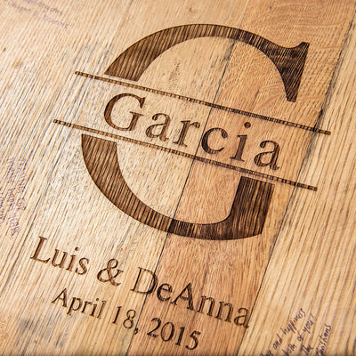 Personalized Tennessee Whiskey Barrel Head Wedding Guestbook Sign