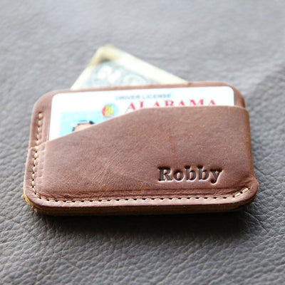 Personalized Groomsmen Leather Triple Sleeve Front Pocket Wallet, Best Man Gift - The Charleston