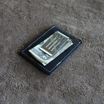 Personalized Groomsmen Money Clip, Front Pocket Fine Leather Wallet - The Trey
