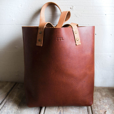 Personalized Fine Leather Tote Bag - The Ashley Tote