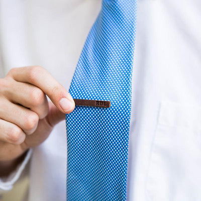 Personalized Groomsmen Fine Leather Cufflinks & Tie Bar Set