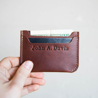 Personalized Groomsmen Double Sleeve Leather Front Pocket - The Bradford