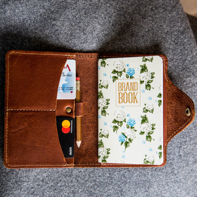 Personalized Feminine Floral Fine Leather Field Notes Moleskine Wallet, Leather Journal - The Logbook - Gifts for Her, Gifts for Mom